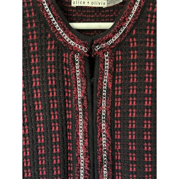 Alice & Olivia Blazer Georgia Jacket Embelished Tweed Small Elegant Knit - Picture 7 of 11